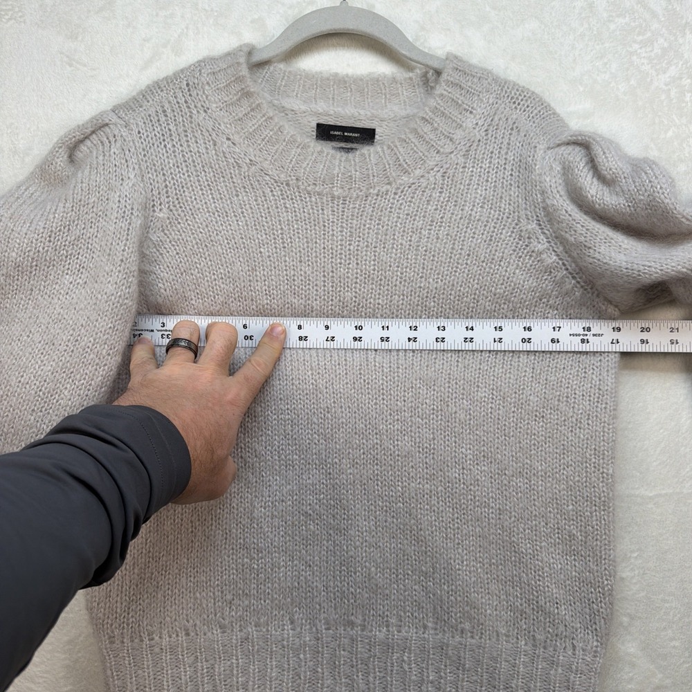 Isabel Marant Mohair Sweater Beige Fuzzy Crew Neck Merino Blend Size 38 - Picture 4 of 9